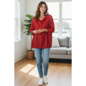 Elegant Red Sequin Blouse